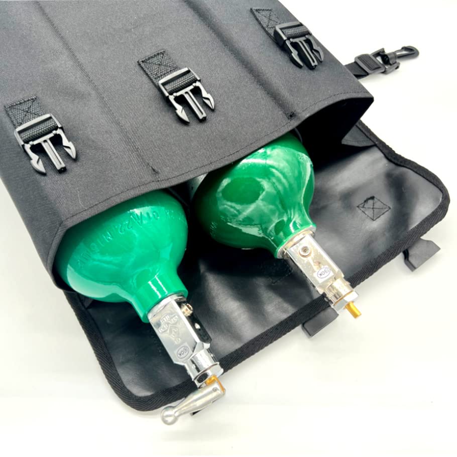 ResOne Oxygen Tank Auto‑Transport Carrier Bag for Car, Fits Size D and E Cylinders, Holds 3 Oxygen Tanks, Black Oxford Cloth Portable Oxygen Holder with LATCH Seat Compatibility, Rattle‑Free Design