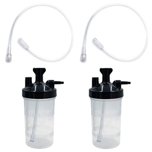 2pk Oxygen Therapy Bubble Humidifier Standard Flow with 21" Adapter Tubing