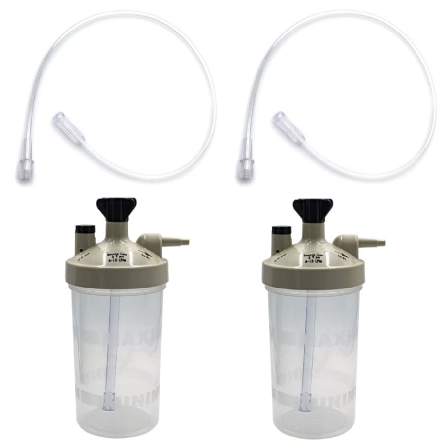 2pk Oxygen Therapy Bubble Humidifier High Flow with 21" Adapter Tubing