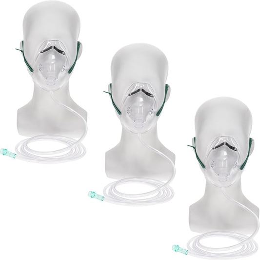 JWYN Adult Under‑the‑Chin Oxygen Face Masks, Standard Oxygen Tubing Port, 3‑Pack