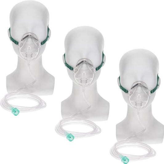 JWYN Pediatric Under‑the‑Chin Oxygen Face Masks with U/Connect‑It Tubing, Standard Oxygen Tubing Port, 3‑Pack