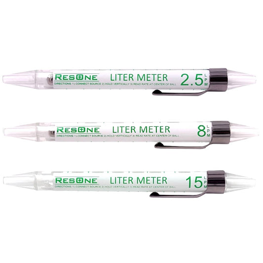 ResOne 3pk Liter Meter Pens: Measure Oxygen Flow 0-15 LPM for Pediatric, Standard, High Flow- Compact Oxygen Flow Meter for Quick, Precise Flow Checks