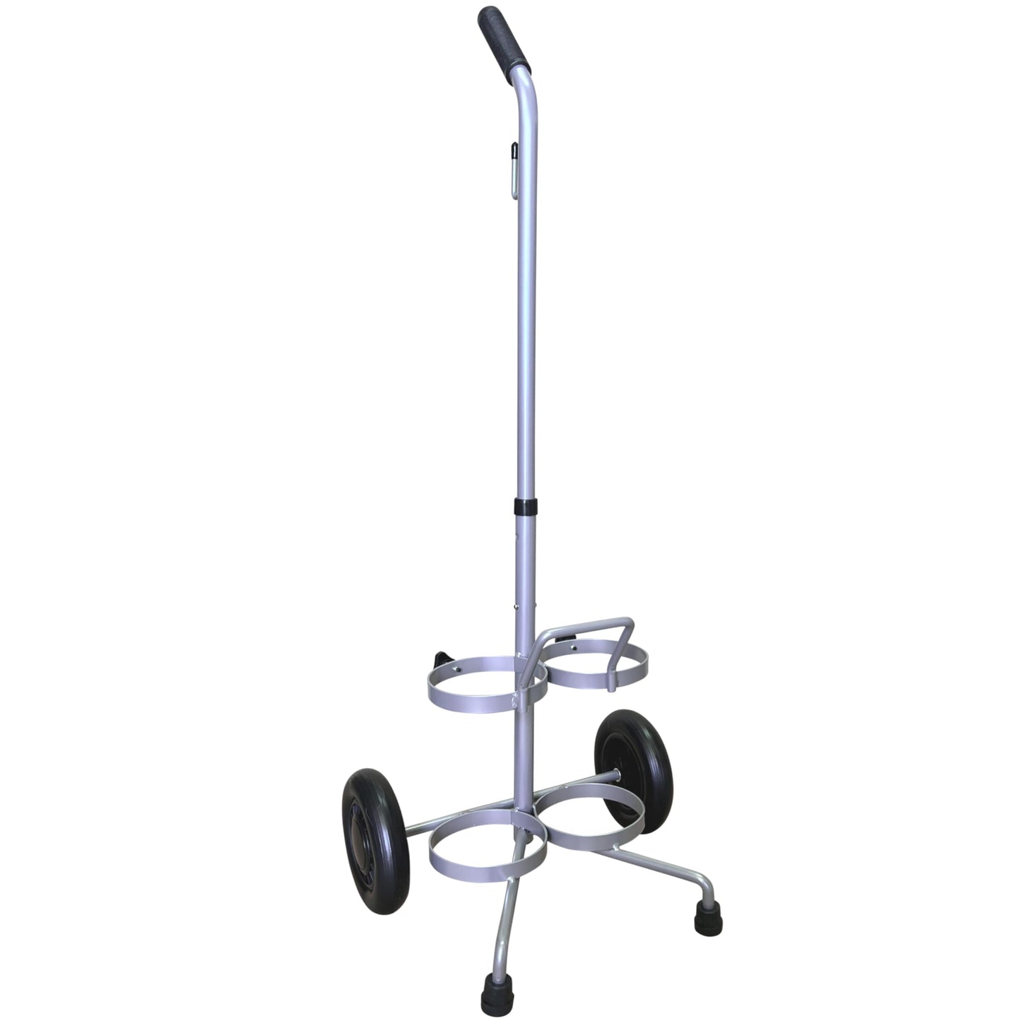 ResOne Lightweight Dual D/E Oxygen Cylinder Cart , Adjustable Handle, Durable Powder-Coated Finish, Portable Oxygen Tank Cart with Wheels, Holds 2 D Size or E Size Cylinders