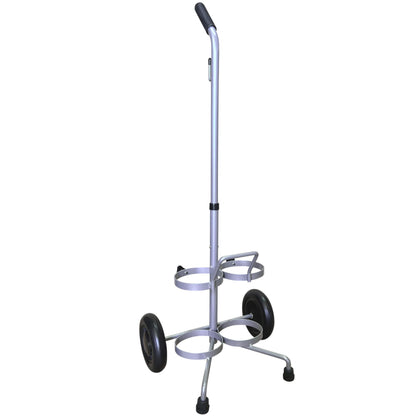 ResOne Lightweight Dual D/E Oxygen Cylinder Cart , Adjustable Handle, Durable Powder-Coated Finish, Portable Oxygen Tank Cart with Wheels, Holds 2 D Size or E Size Cylinders