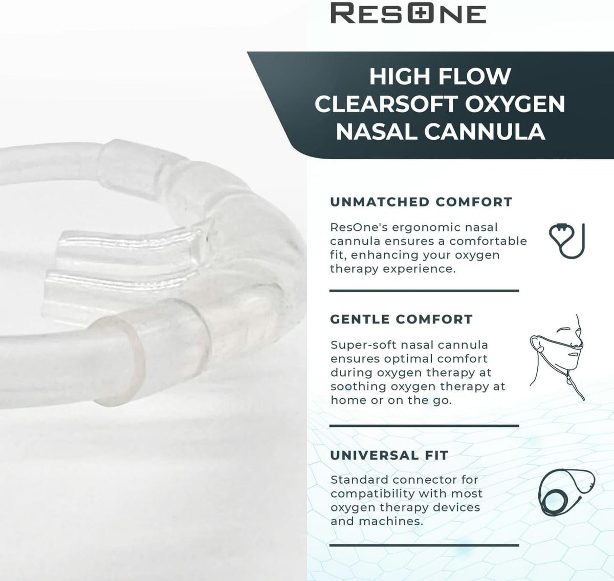 Adult Oxygen Nasal Cannula w/Soft Curved Prongs & Crush Resistant Tubing