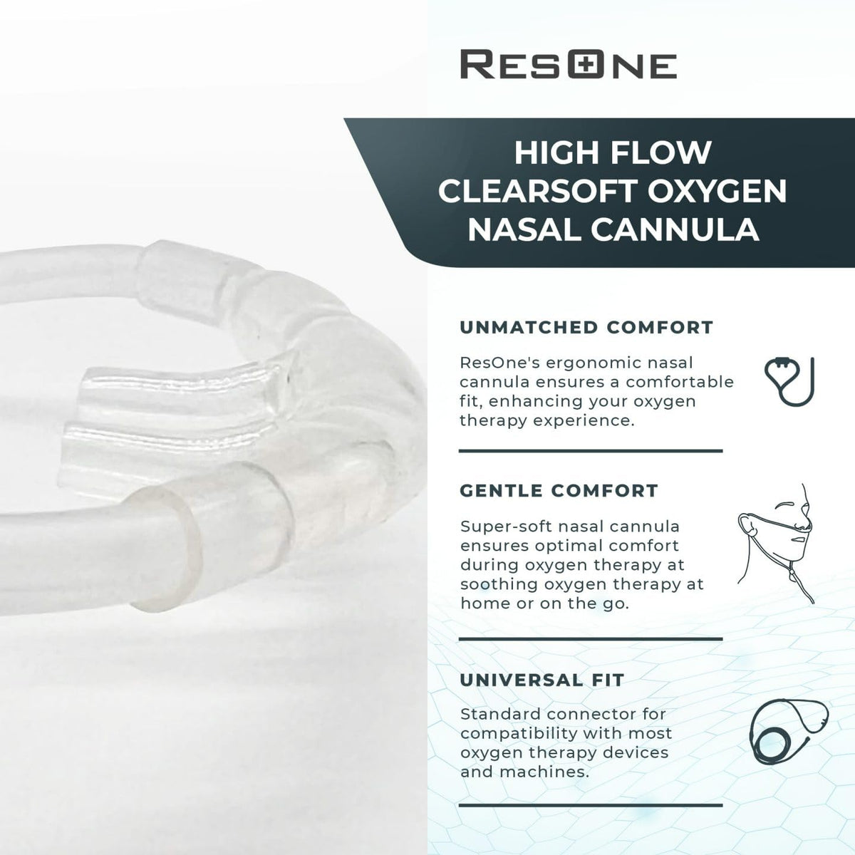 Adult Oxygen Nasal Cannula w/Soft Curved Prongs & Crush Resistant Tubing