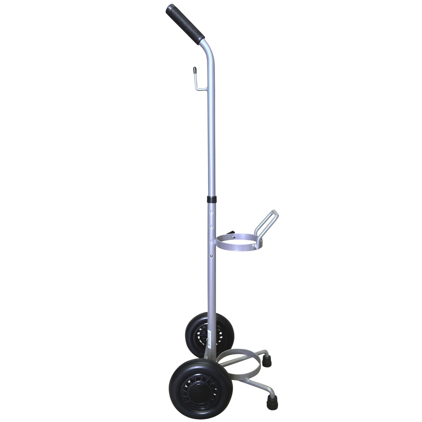 ResOne Lightweight Single D/E Oxygen Cylinder Cart , Adjustable Handle, Durable Powder-Coated Finish, Portable Oxygen Tank Cart with Wheels, Holds 1 D Size or E Size Cylinder