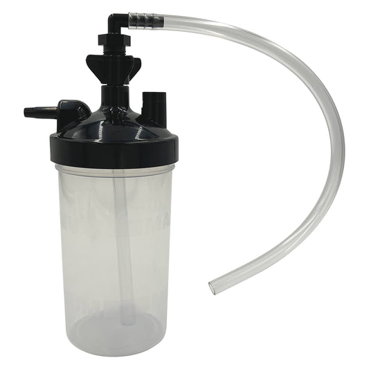 ResOne Oxygen Humidifier Bottle, 350ml with Safety Valve and 12 inch Adapter Tubing – OTC Accessory Compatible with Many Oxygen Concentrators