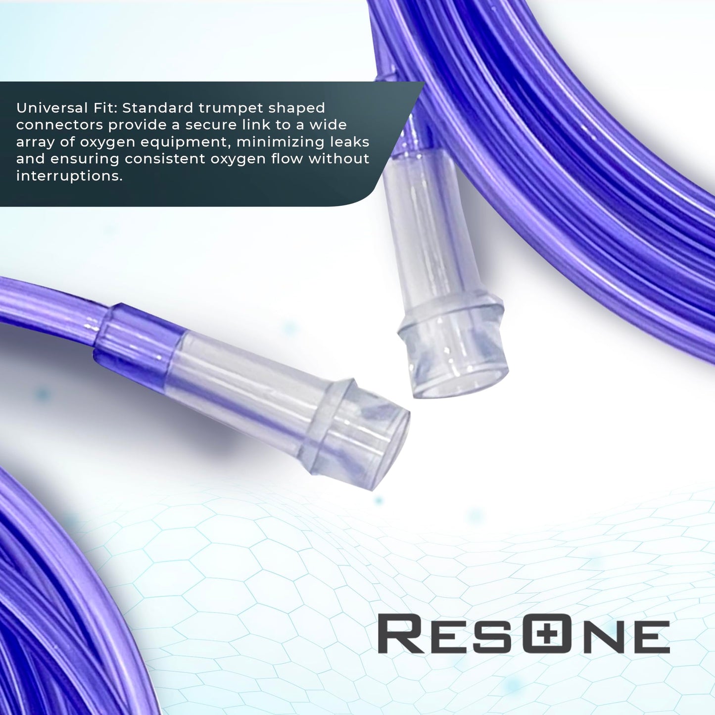 ResOne 5pk 7Ft Purple Oxygen Supply Tubing, Crush Resistant, Standard Connectors