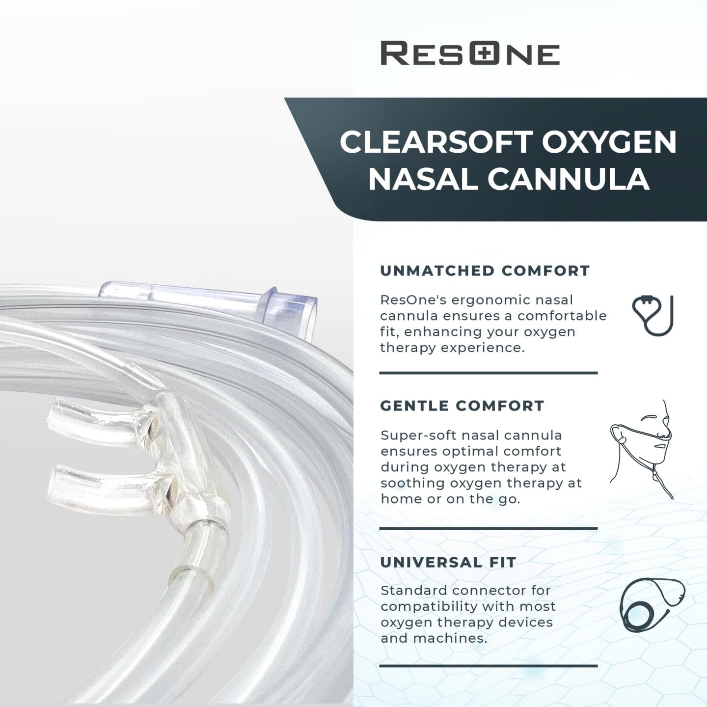 Adult Oxygen Nasal Cannula w/Soft Curved Prongs & Crush Resistant Tubing