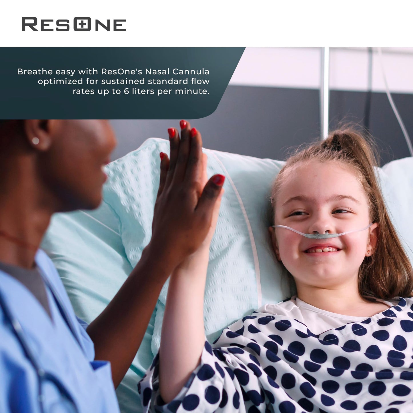 ResOne Soft Pediatric Oxygen Nasal Cannula 5-Pack - Curved Prongs, 7Ft Crush-Resistant Tubing - Nasal Tubes, Oxygen Concentrator Supplies - Soft Curved Nose Piece, Standard Size, Standard Flow 6 LPM