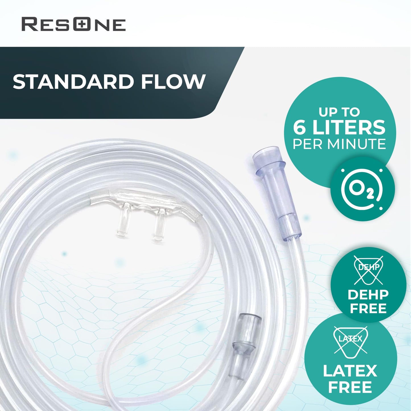 Adult Oxygen Nasal Cannula w/Soft Curved Prongs & Crush Resistant Tubing