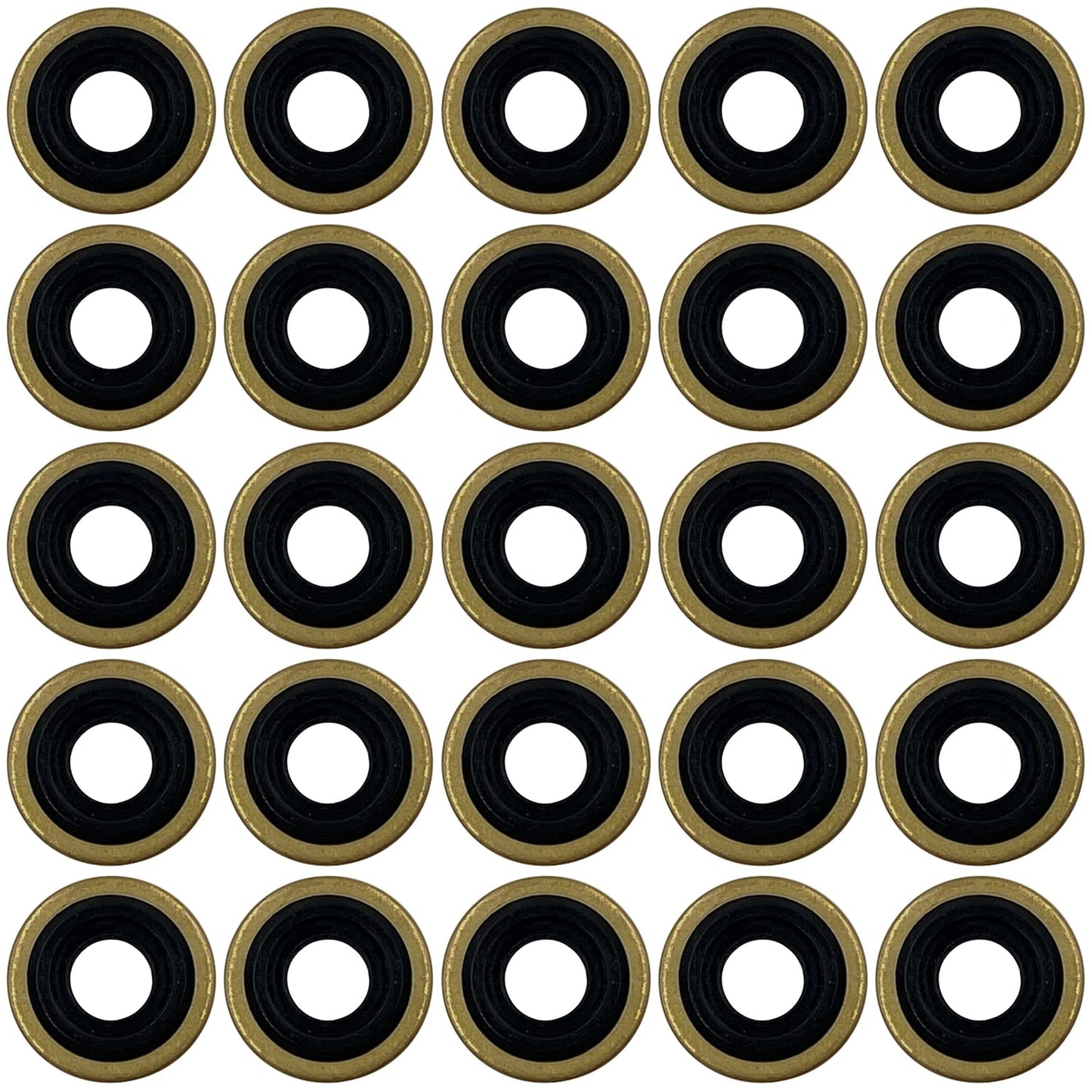 ResOne Oxygen Yoke Washer Seals, 25‑Pack – Smooth‑Edge Brass/Rubber CGA‑870 Regulator Washers for Oxygen Tank Connections