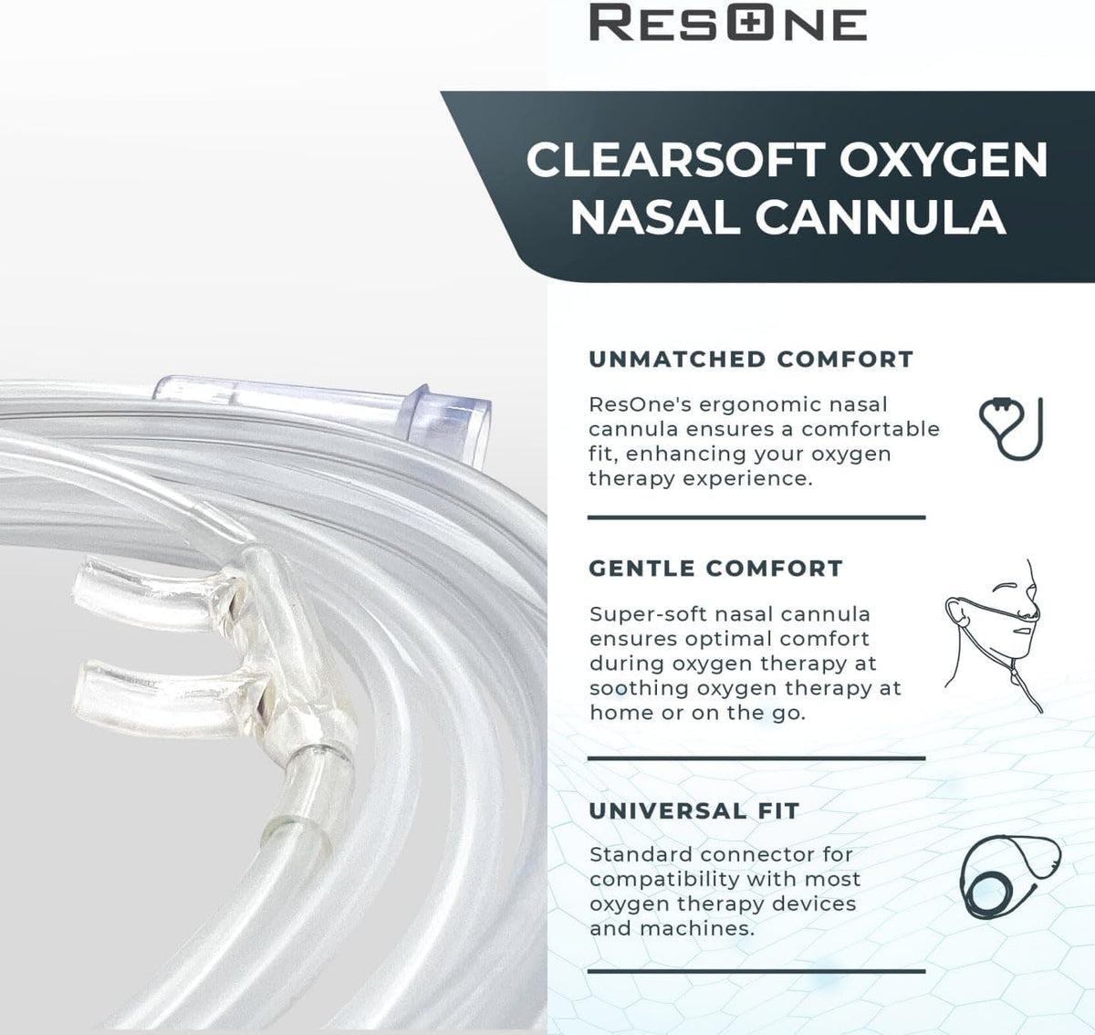 Adult Oxygen Nasal Cannula w/Soft Curved Prongs & Crush Resistant Tubing