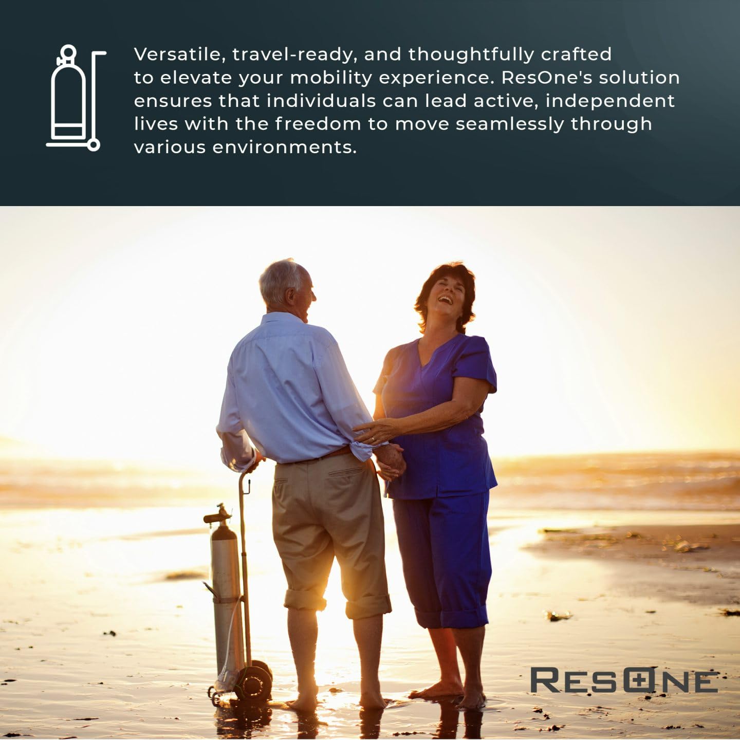 ResOne Lightweight Single D/E Oxygen Cylinder Cart , Adjustable Handle, Durable Powder-Coated Finish, Portable Oxygen Tank Cart with Wheels, Holds 1 D Size or E Size Cylinder