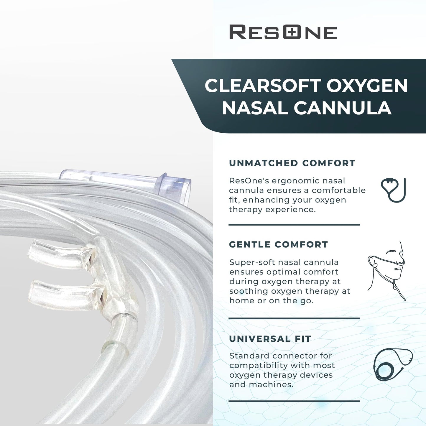 ResOne Soft Pediatric Oxygen Nasal Cannula 5-Pack - Curved Prongs, 7Ft Crush-Resistant Tubing - Nasal Tubes, Oxygen Concentrator Supplies - Soft Curved Nose Piece, Standard Size, Standard Flow 6 LPM