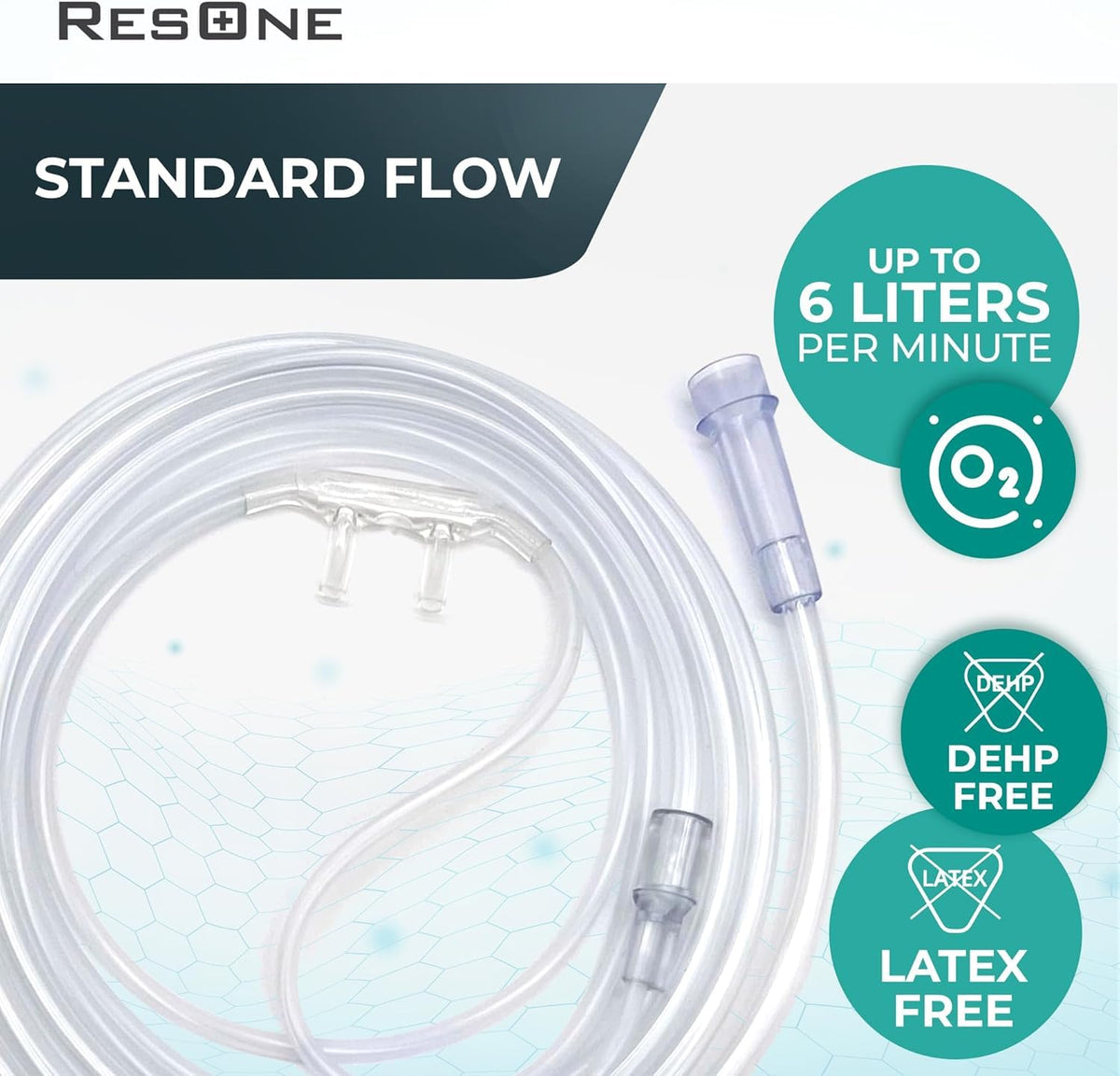 Adult Oxygen Nasal Cannula w/Soft Curved Prongs & Crush Resistant Tubing