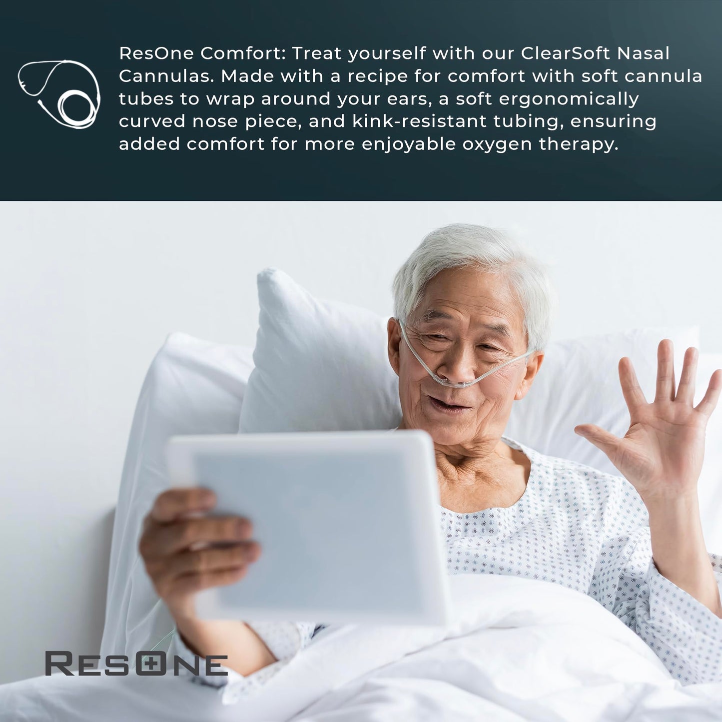 ResOne 4Ft Soft Adult Oxygen Nasal Cannula 100-Pack - Curved Prongs, Crush-Resistant Tubing - Nasal Tubes, Oxygen Concentrator Supplies - Soft Curved Nose Piece, Standard Size, Standard Flow 6 LPM