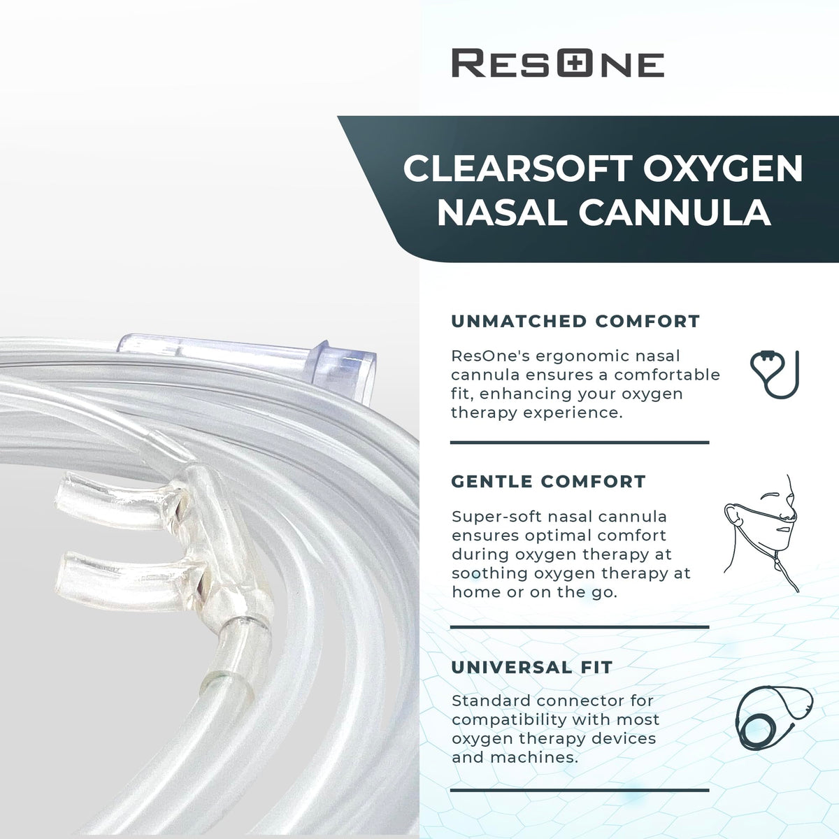 ResOne 4Ft Soft Adult Oxygen Nasal Cannula 100-Pack - Curved Prongs, Crush-Resistant Tubing - Nasal Tubes, Oxygen Concentrator Supplies - Soft Curved Nose Piece, Standard Size, Standard Flow 6 LPM