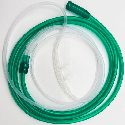 1pk High Flow Adult Oxygen Cannula w/Soft Curved Prongs & 4Ft Crush Resistant Tubing