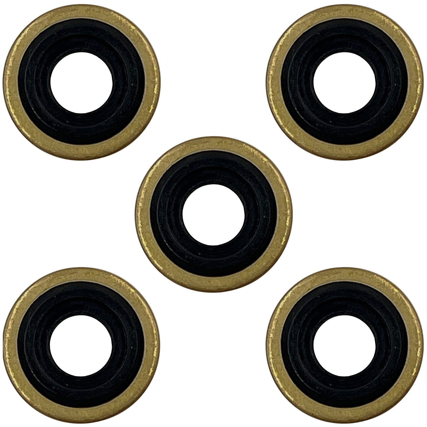 ResOne Oxygen Yoke Washer Seals, 5‑Pack – Smooth‑Edge Brass/Rubber CGA‑870 Regulator Washers for Oxygen Tank Connections