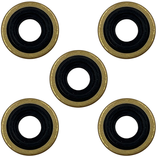 ResOne Oxygen Yoke Washer Seals, 5‑Pack – Smooth‑Edge Brass/Rubber CGA‑870 Regulator Washers for Oxygen Tank Connections