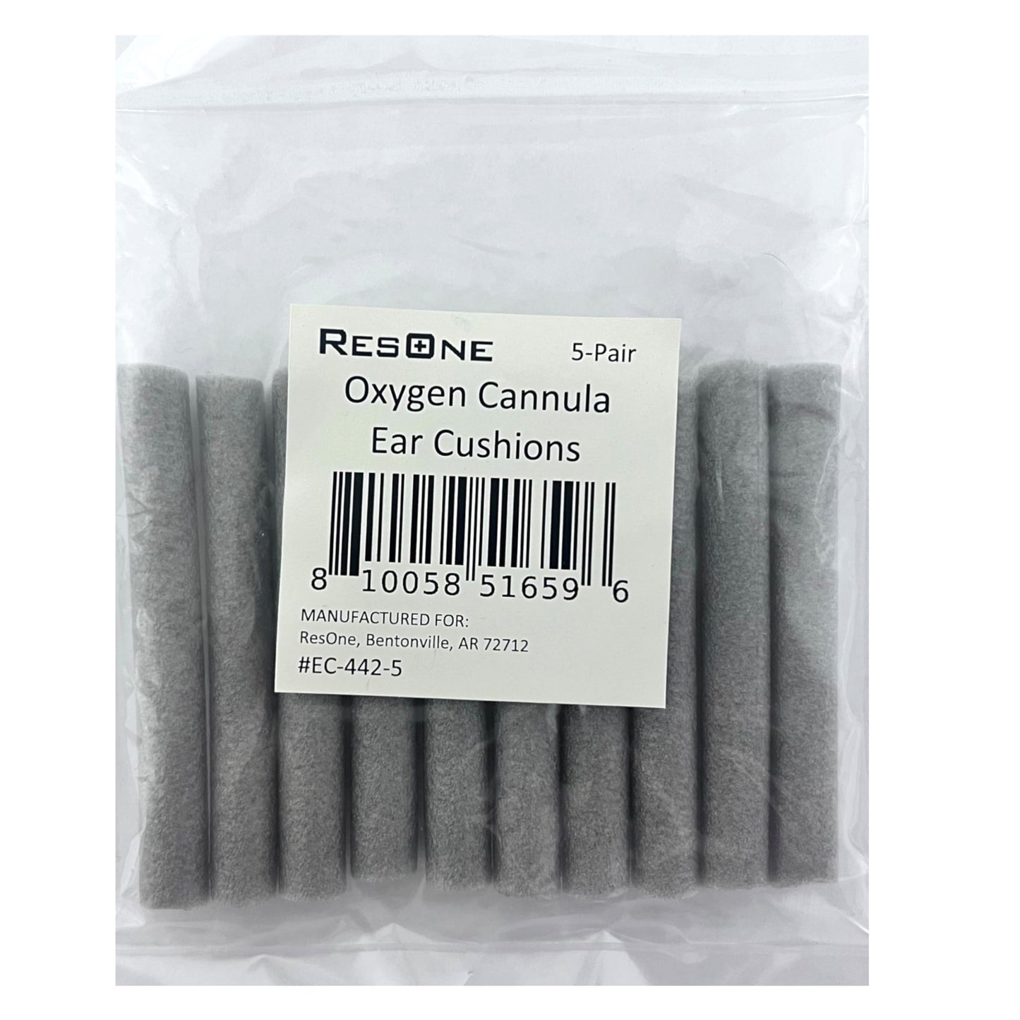ResOne Foam Ear Cushions, 5‑Pair – Soft Protectors for Oxygen Tubing & Nasal Cannulas, Reduce Ear Irritation, Split‑Tube Design for Cannulas or Mask Straps