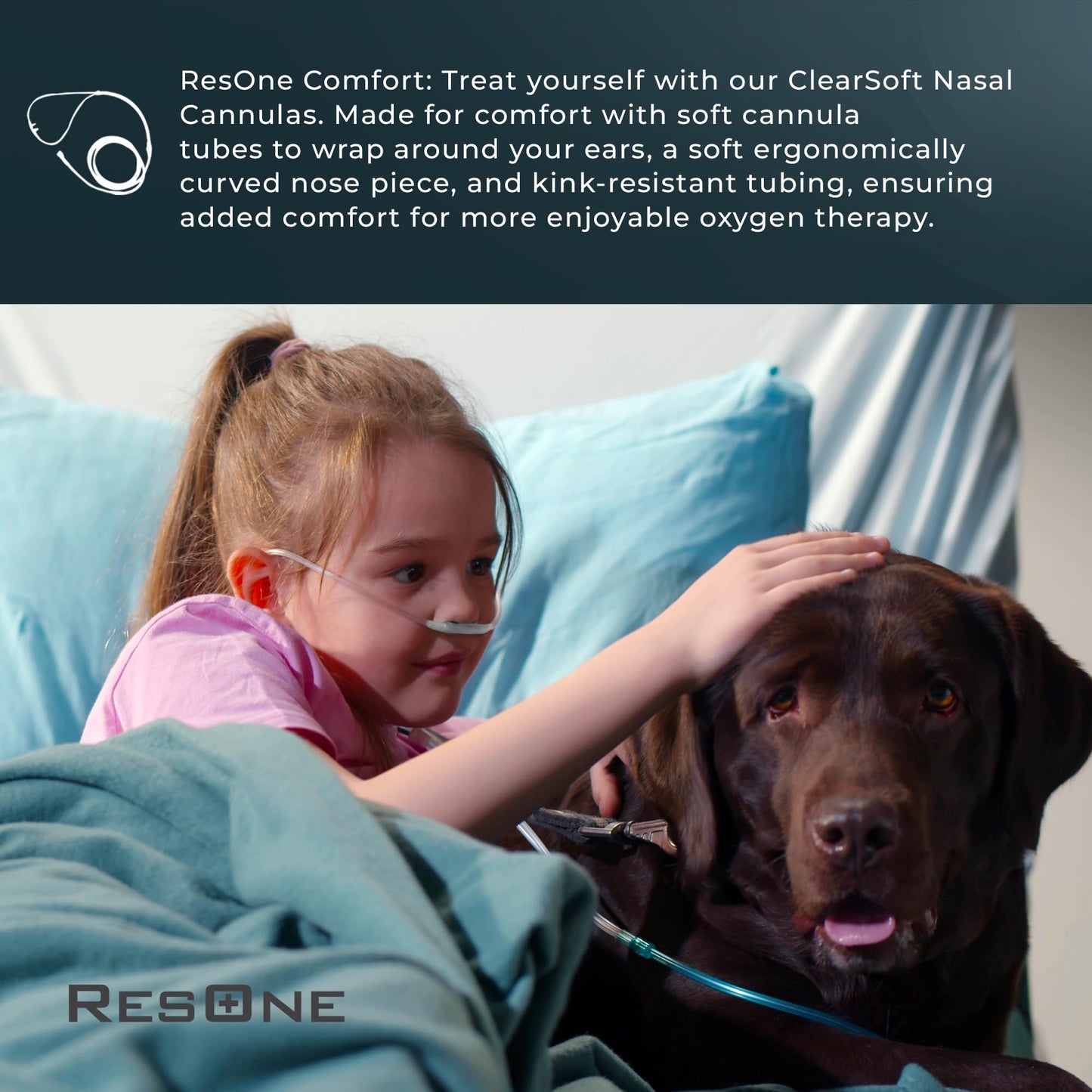ResOne Soft Pediatric Oxygen Nasal Cannula 5-Pack - Curved Prongs, 7Ft Crush-Resistant Tubing - Nasal Tubes, Oxygen Concentrator Supplies - Soft Curved Nose Piece, Standard Size, Standard Flow 6 LPM