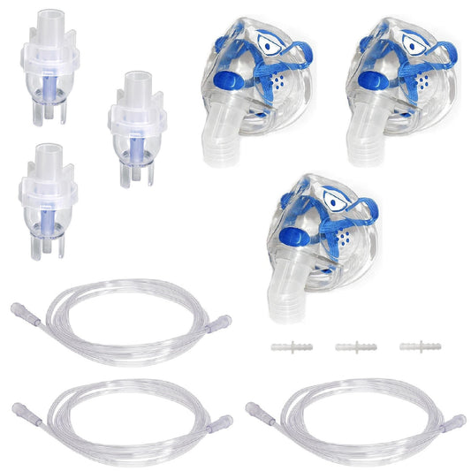 ResOne 3pk Nebulizer Replacement Accessories w/Cup, Pediatric Dog Mask, 7' Tubing, Connector