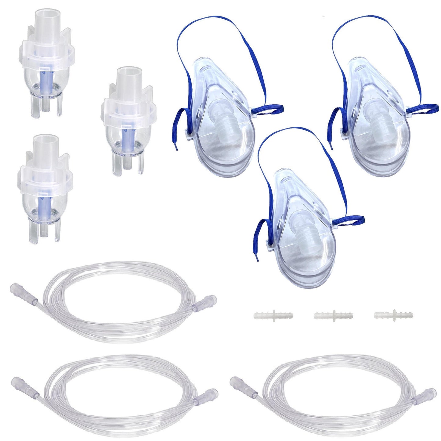 ResOne 3pk Nebulizer Replacement Accessories w/Cup, Adult Mask, 7' Tubing, Connector