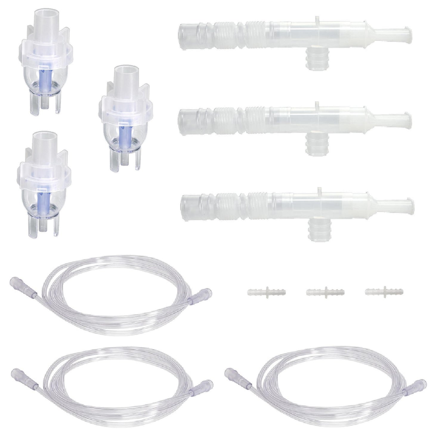 ResOne 3pk Nebulizer Replacement Accessories w/Cup, Mouthpiece, Tee, Flex, 7' Tubing, Connector