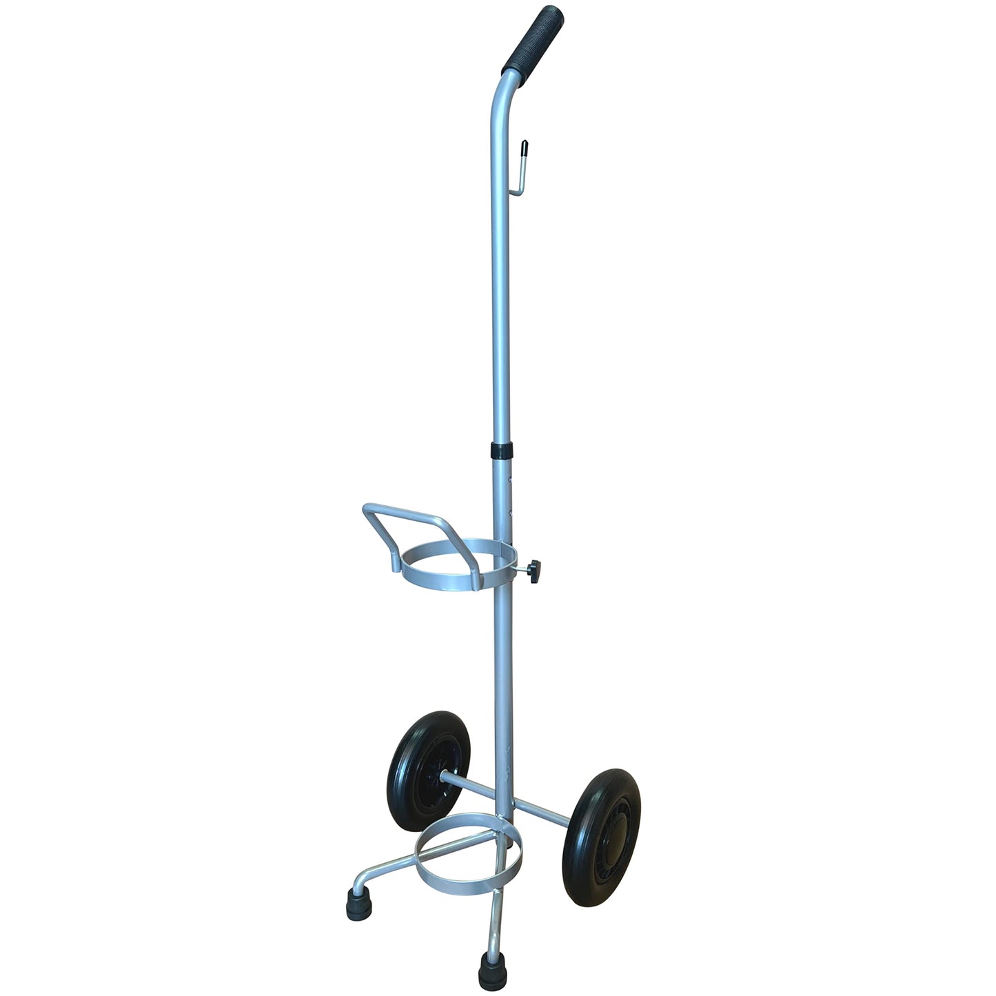 Single D/E Oxygen Cylinder Cart w/Adjustable Handle & Durable Powder-Coated Finish