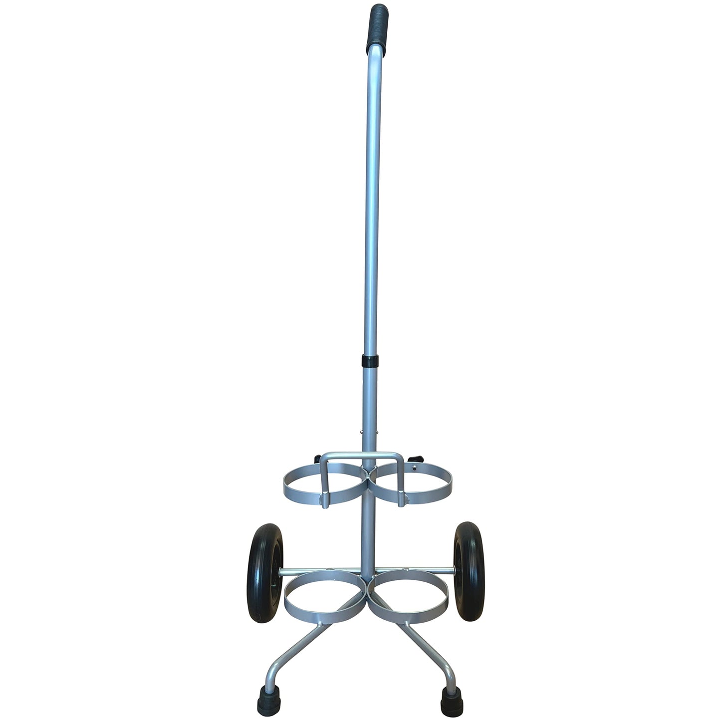 Dual D/E Oxygen Cylinder Cart w/Adjustable Handle & Durable Powder-Coated Finish