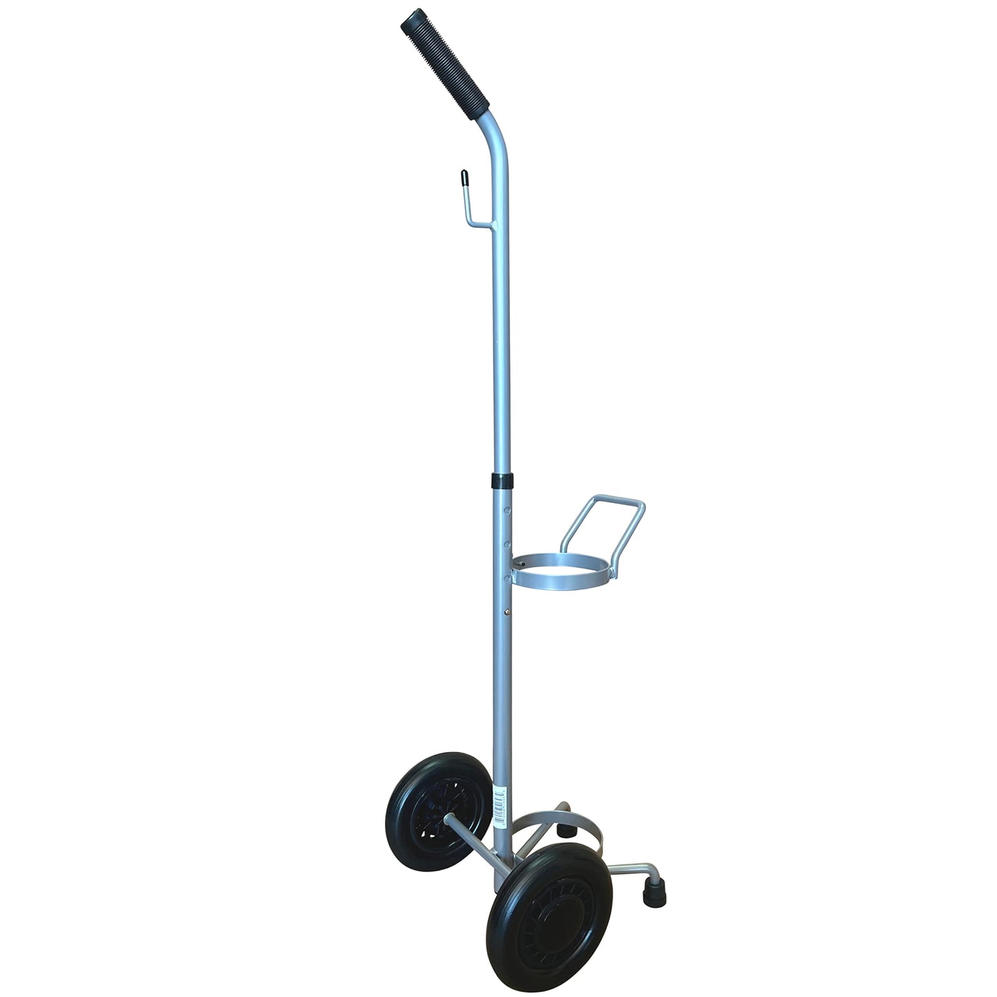 Single D/E Oxygen Cylinder Cart w/Adjustable Handle & Durable Powder-Coated Finish