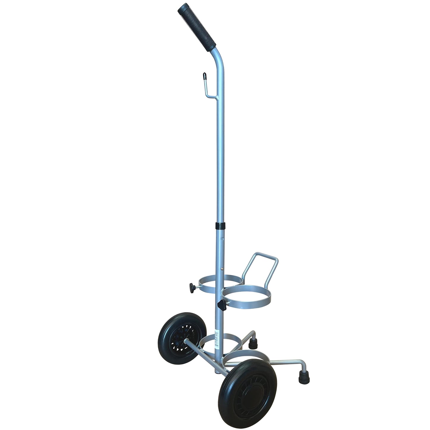 Dual D/E Oxygen Cylinder Cart w/Adjustable Handle & Durable Powder-Coated Finish