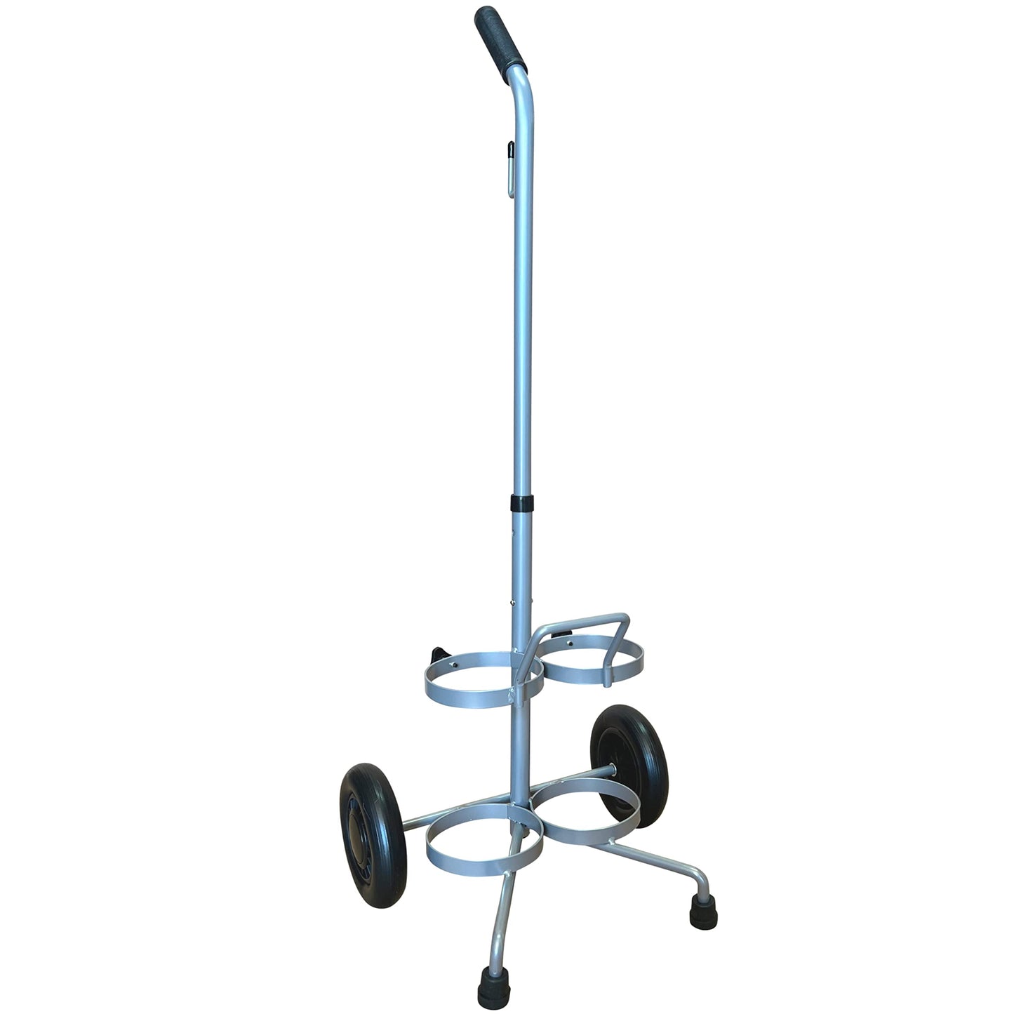 Dual D/E Oxygen Cylinder Cart w/Adjustable Handle & Durable Powder-Coated Finish