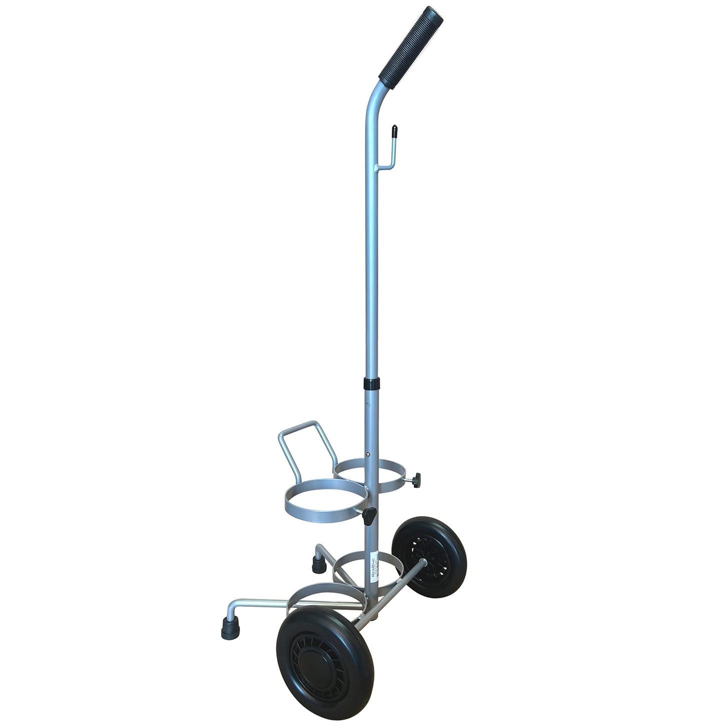 Dual D/E Oxygen Cylinder Cart w/Adjustable Handle & Durable Powder-Coated Finish