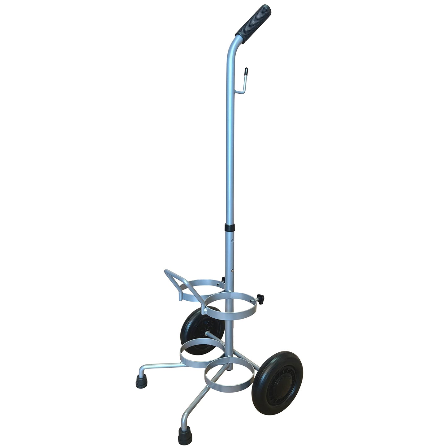 Dual D/E Oxygen Cylinder Cart w/Adjustable Handle & Durable Powder-Coated Finish