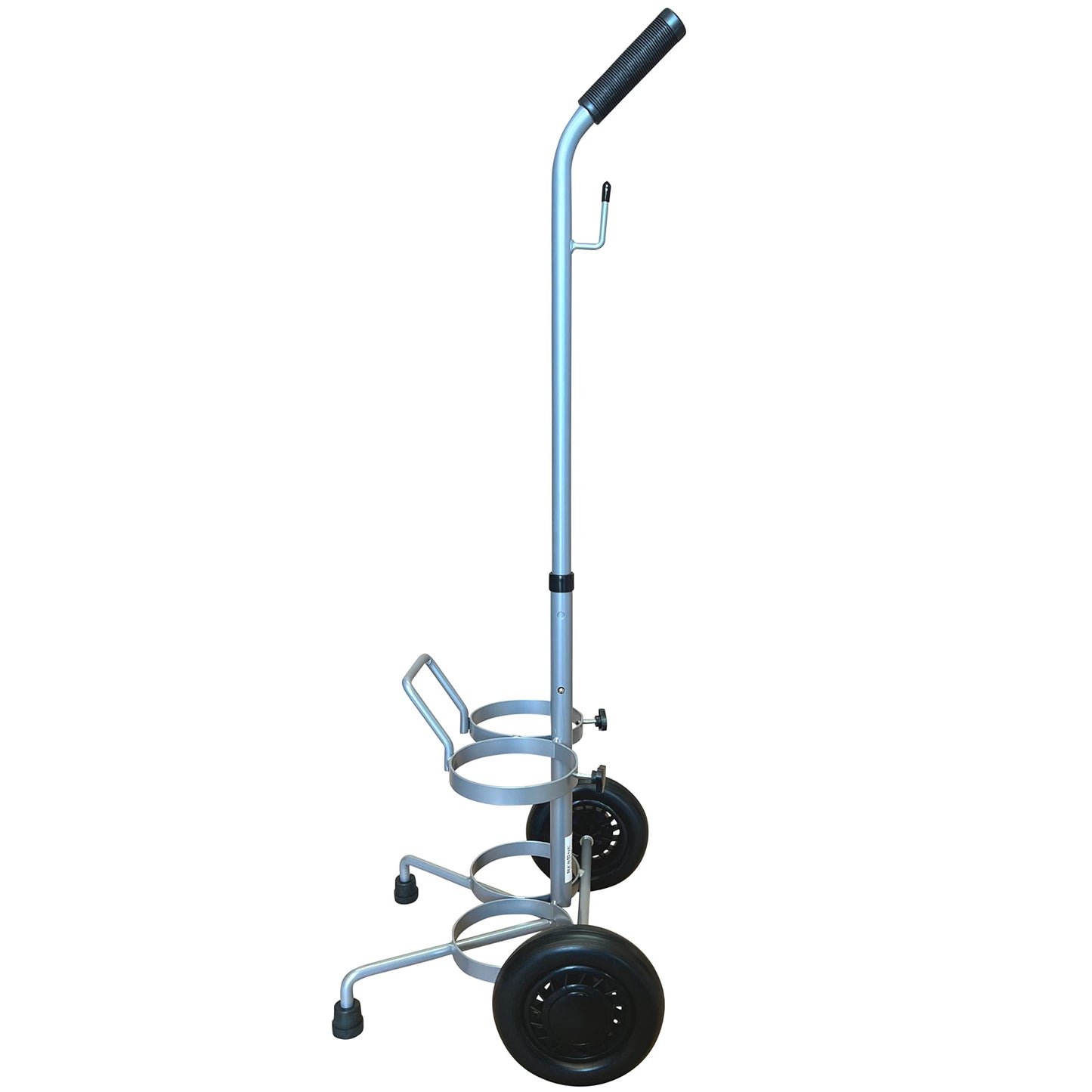 Dual D/E Oxygen Cylinder Cart w/Adjustable Handle & Durable Powder-Coated Finish