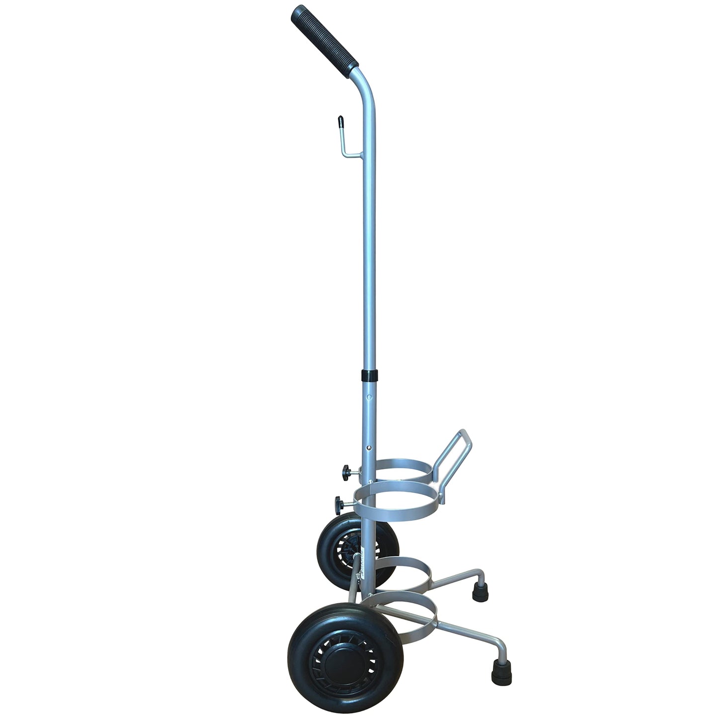 Dual D/E Oxygen Cylinder Cart w/Adjustable Handle & Durable Powder-Coated Finish