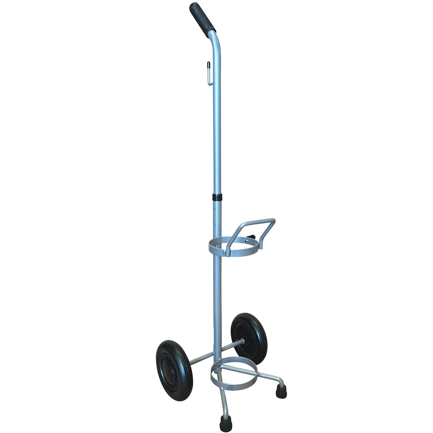 Single D/E Oxygen Cylinder Cart w/Adjustable Handle & Durable Powder-Coated Finish