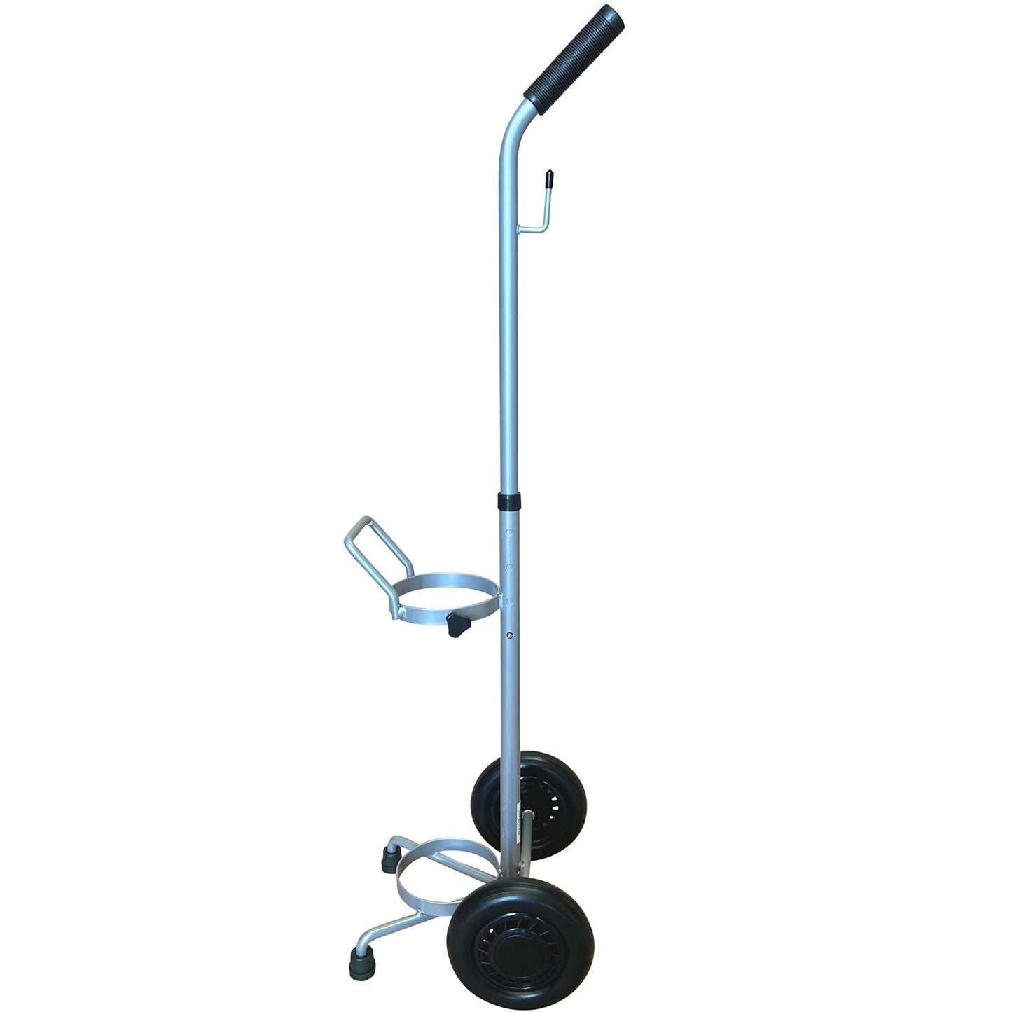 Single D/E Oxygen Cylinder Cart w/Adjustable Handle & Durable Powder-Coated Finish