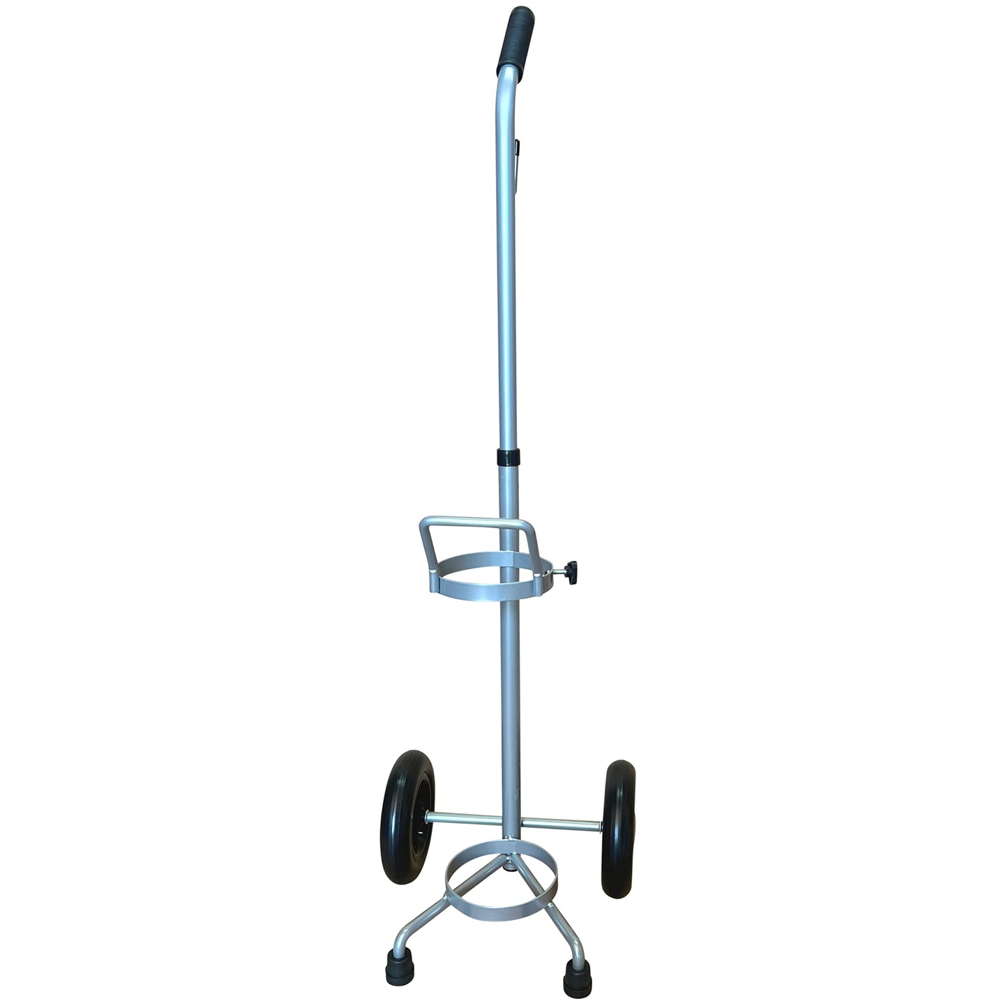 Single D/E Oxygen Cylinder Cart w/Adjustable Handle & Durable Powder-Coated Finish