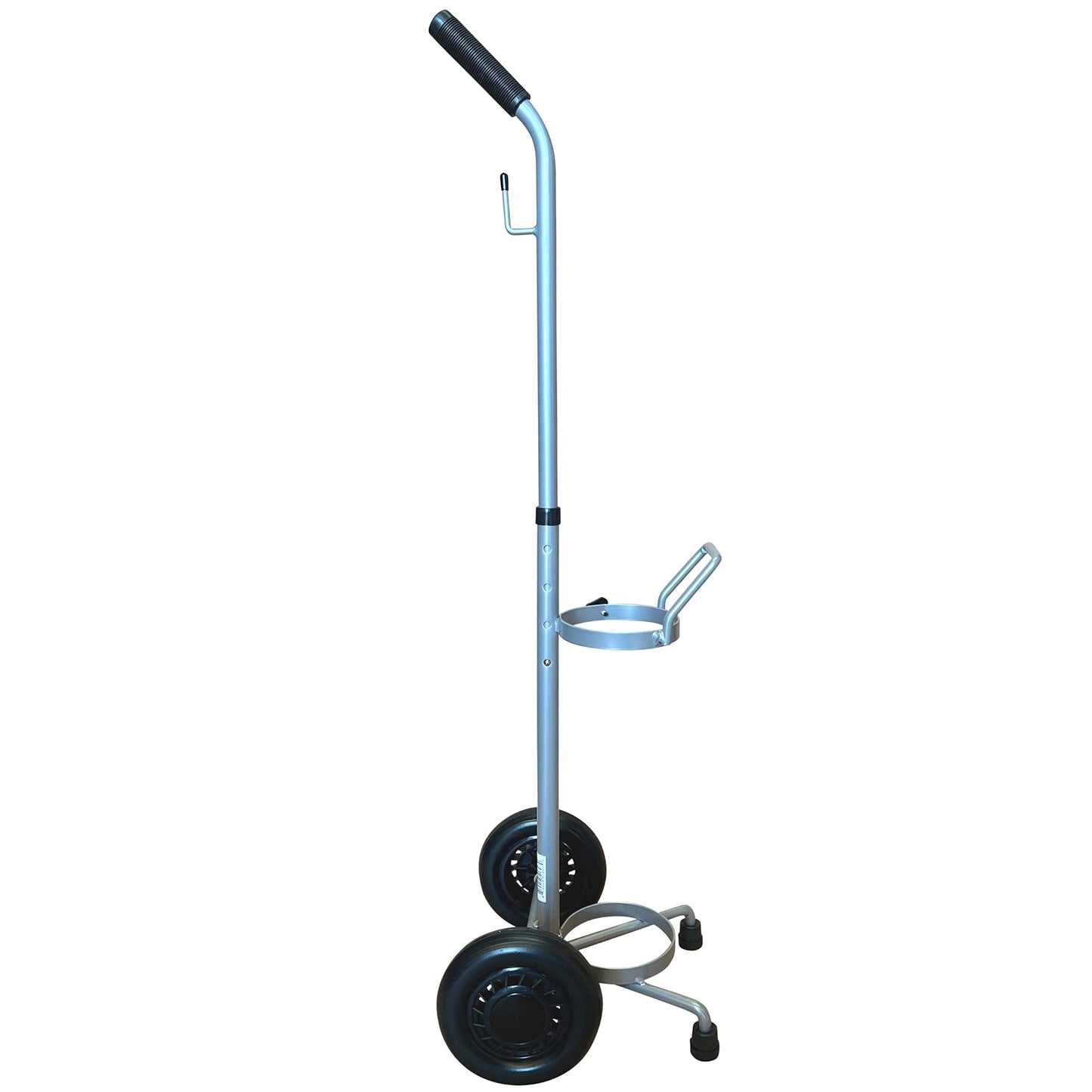 Single D/E Oxygen Cylinder Cart w/Adjustable Handle & Durable Powder-Coated Finish